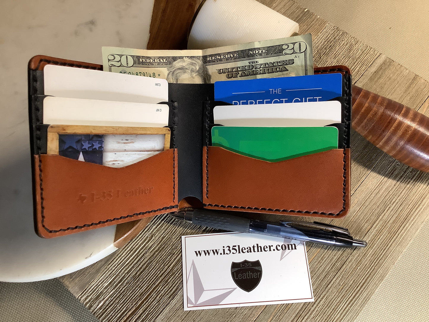 Bifold Wallet - English Tan & Black interior