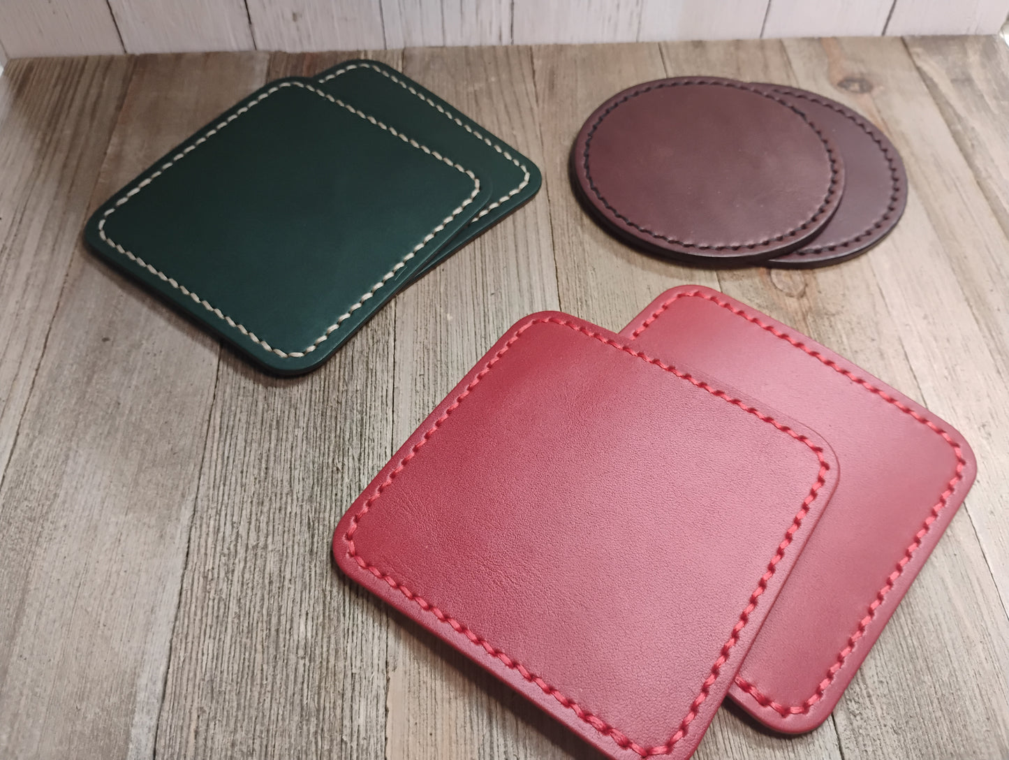 Leather coaster set of 2