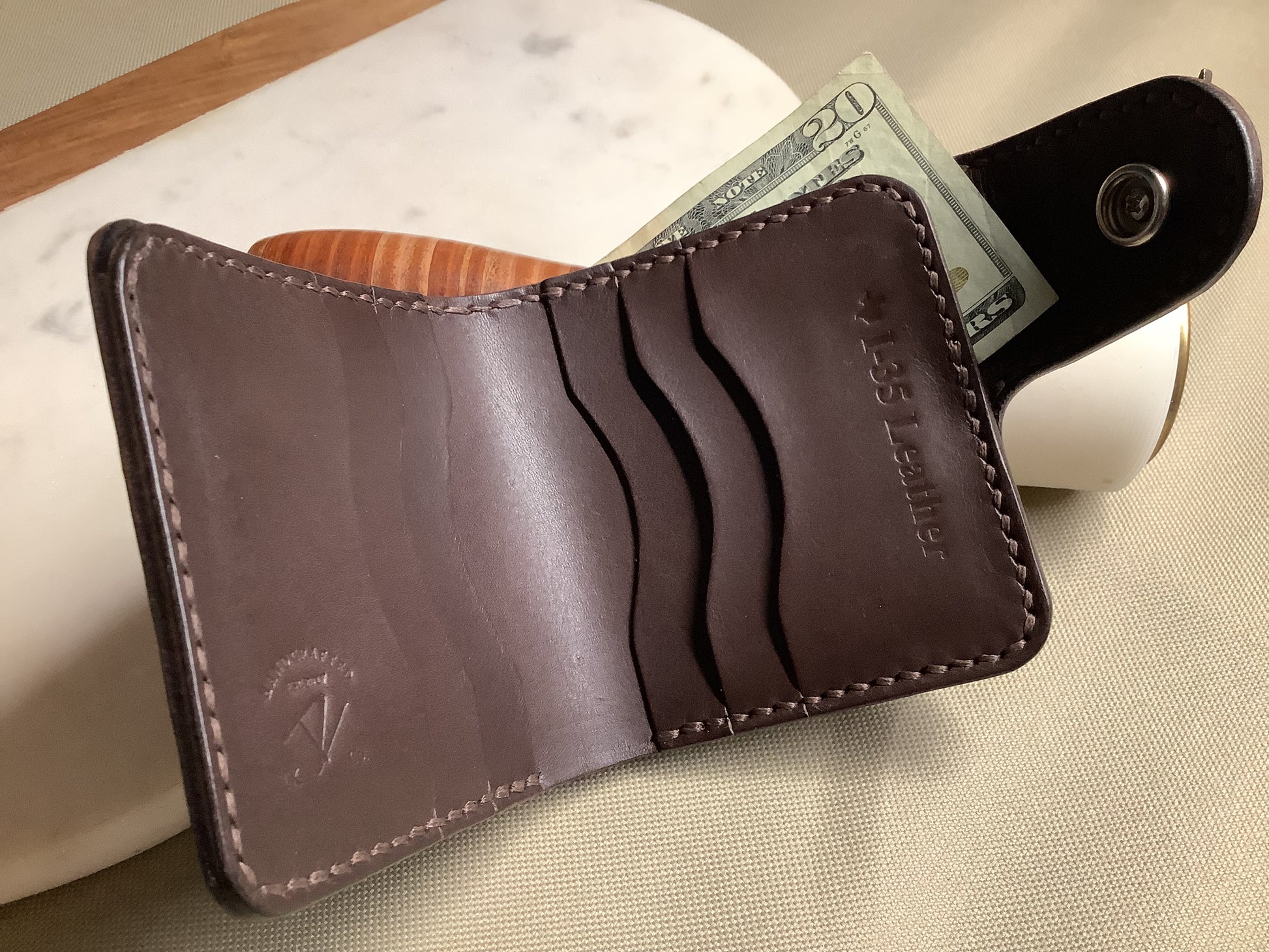 I-35 Leather - Bifold Snap Wallet - Dark Python Embossed Leather