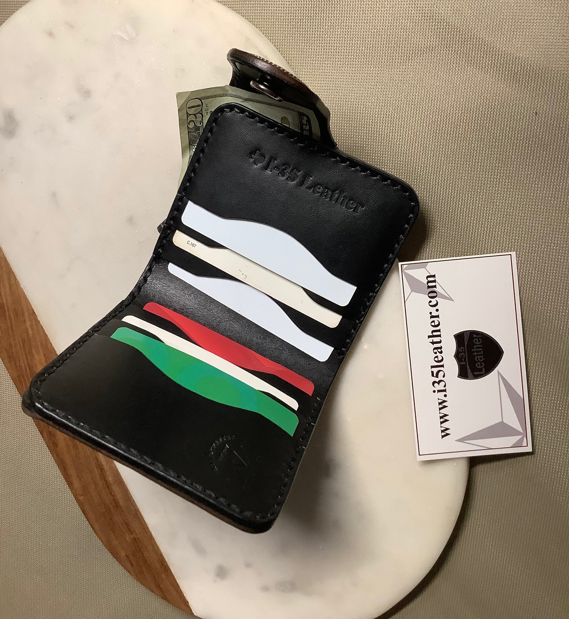 I-35 Leather - Bifold Snap Wallet - Dark Python Embossed Leather