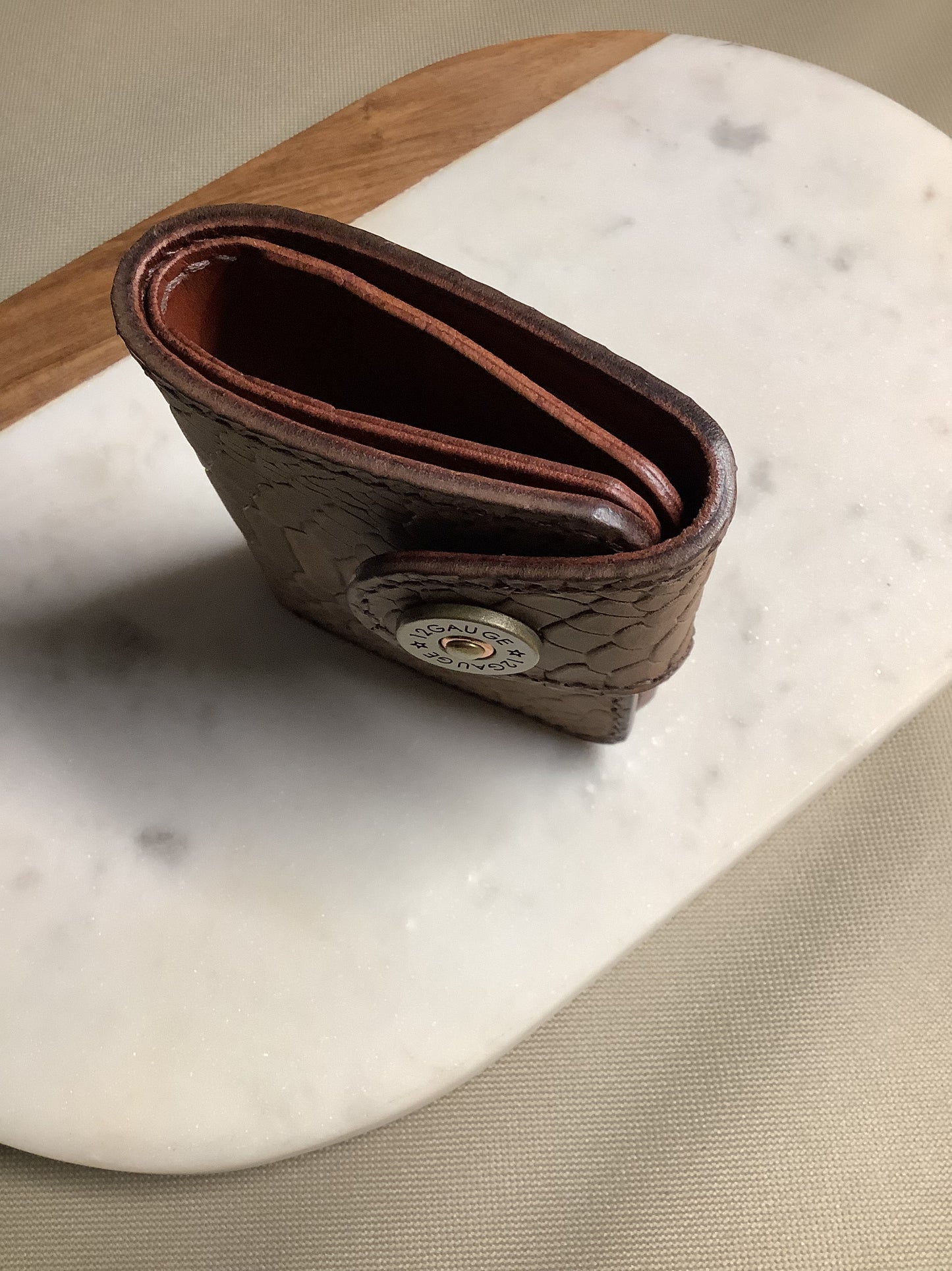 I-35 Leather - Bifold Snap Wallet - Dark Python Embossed Leather
