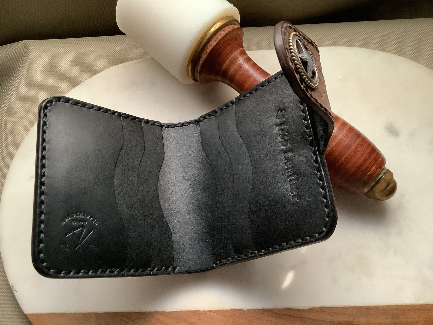 I-35 Leather - Bifold Snap Wallet - Dark Python Embossed Leather