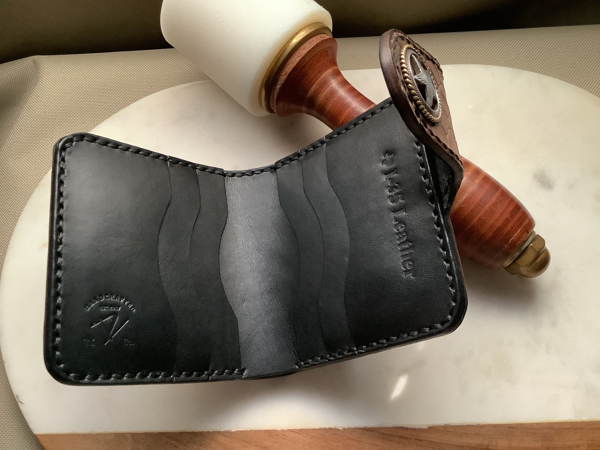 I-35 Leather - Bifold Snap Wallet - Dark Python Embossed Leather