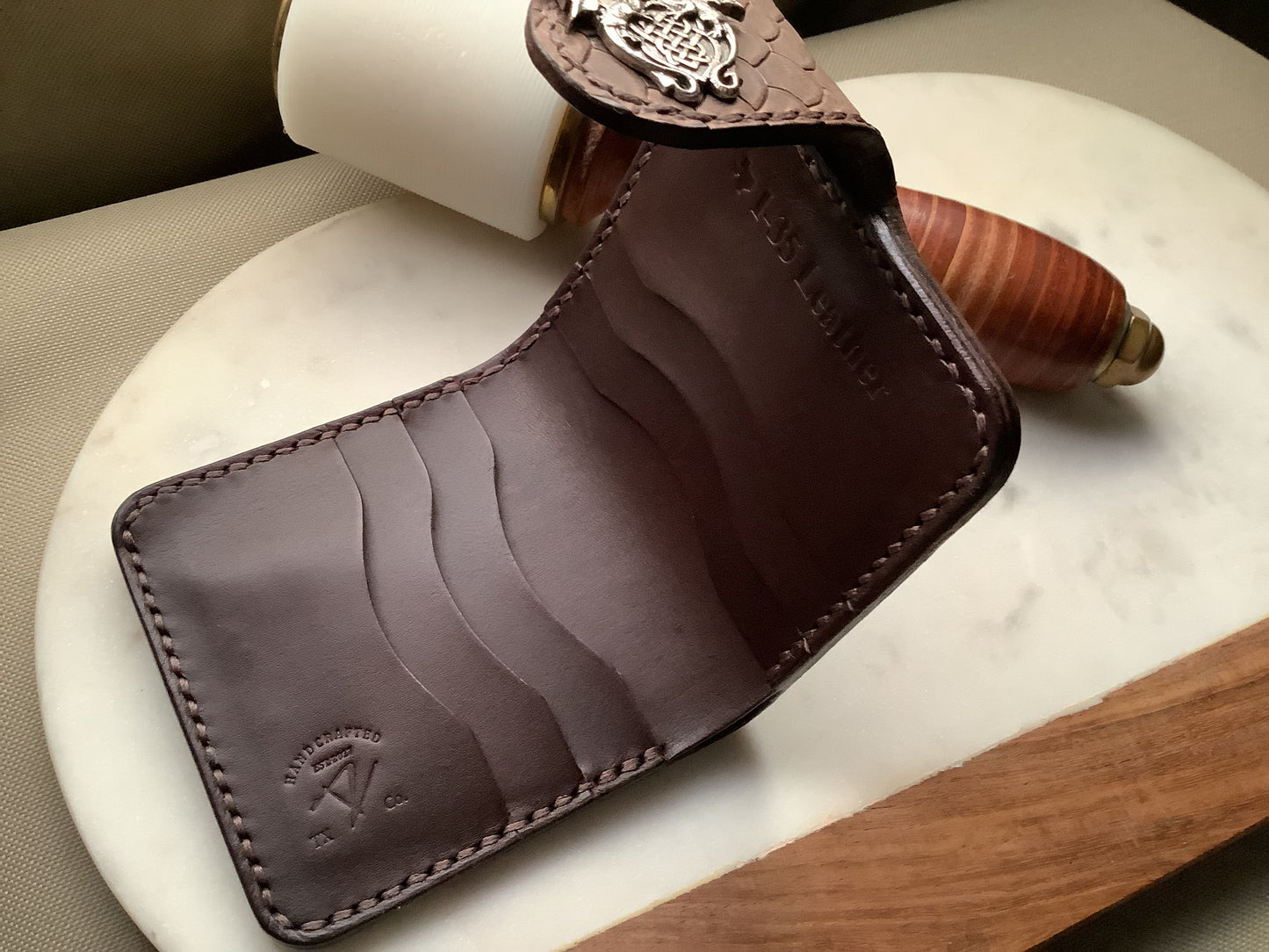 I-35 Leather - Bifold Snap Wallet - Dark Python Embossed Leather