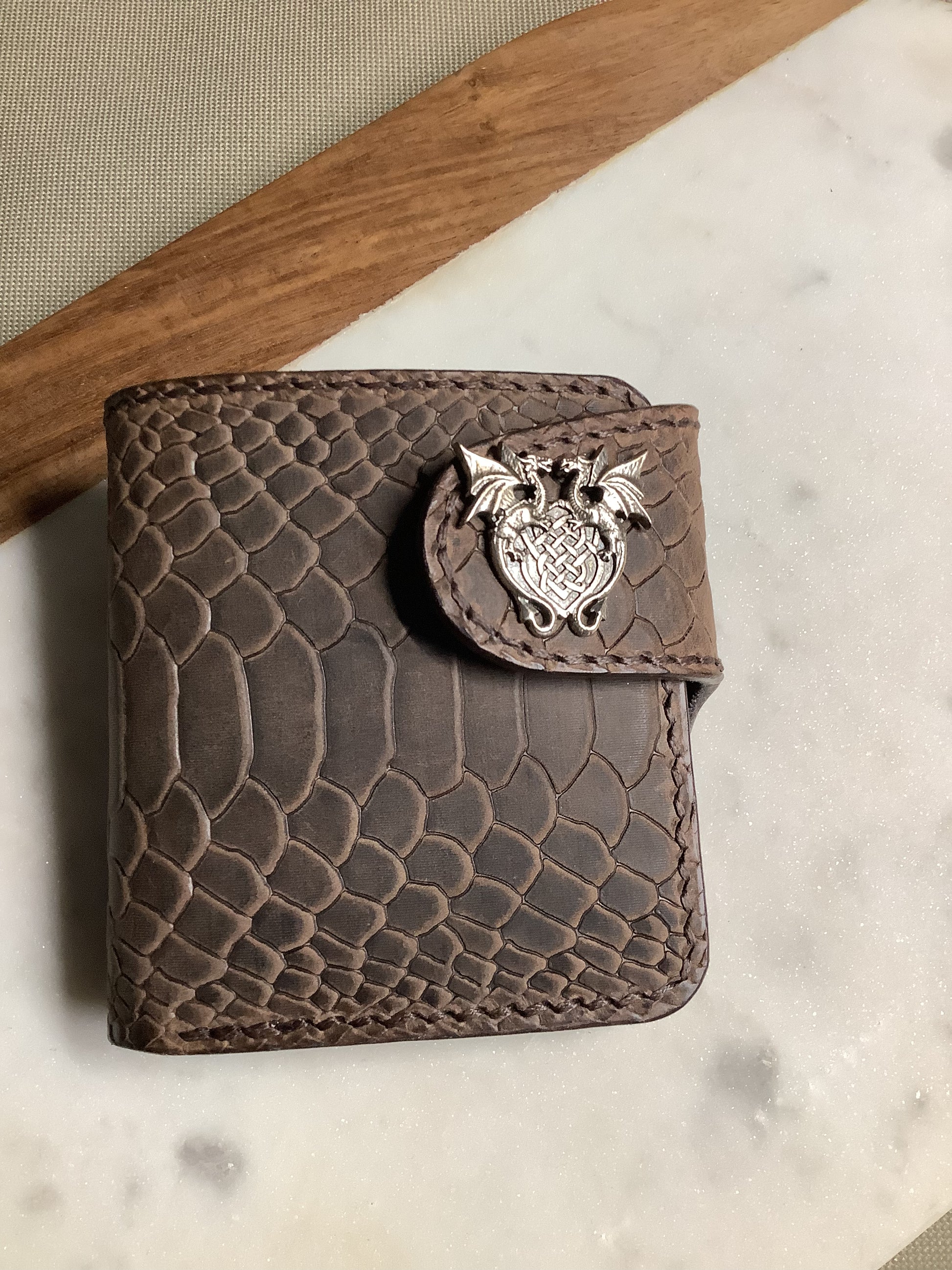 I-35 Leather - Bifold Snap Wallet - Dark Python Embossed Leather