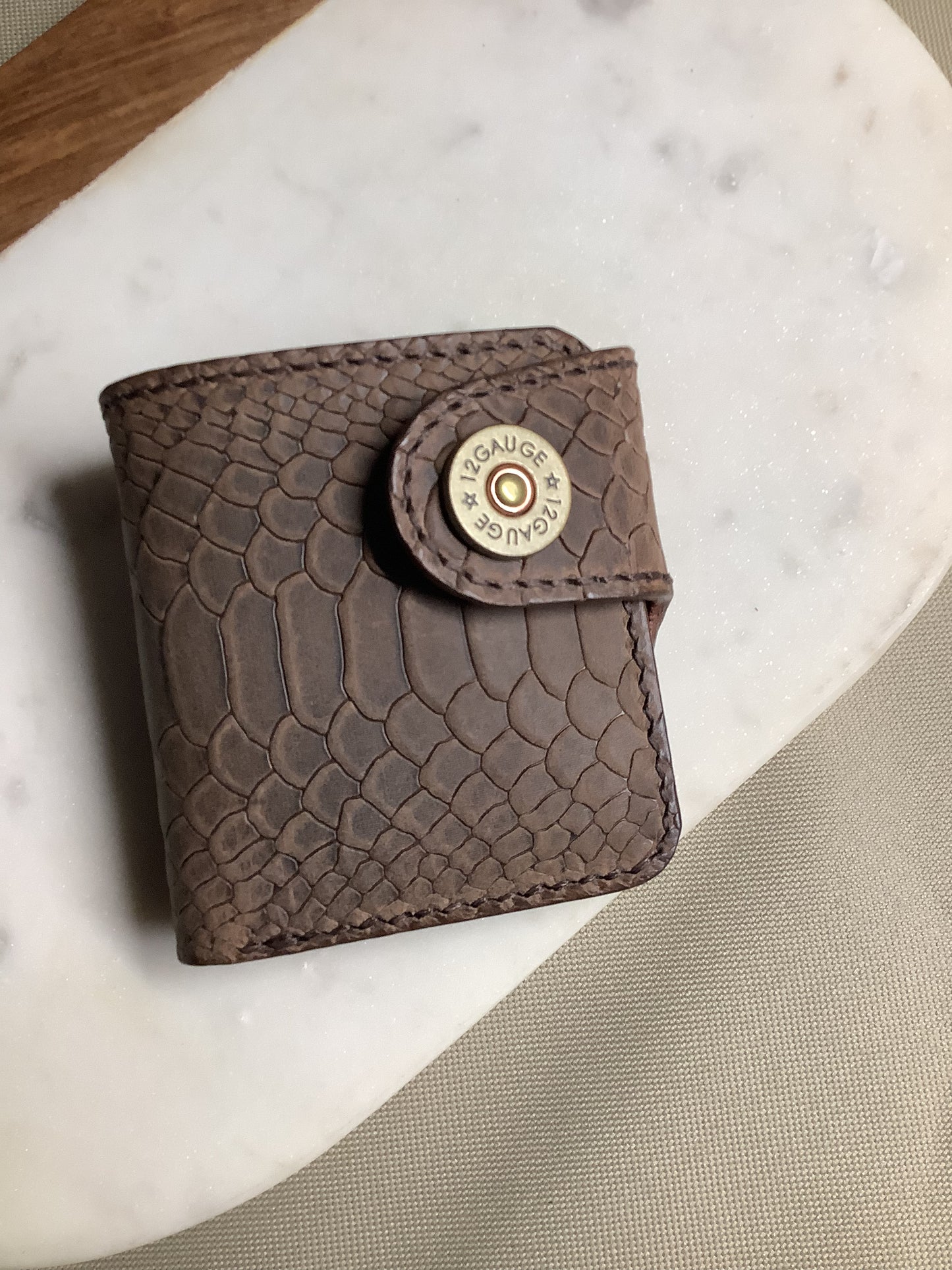 I-35 Leather - Bifold Snap Wallet - Dark Python Embossed Leather