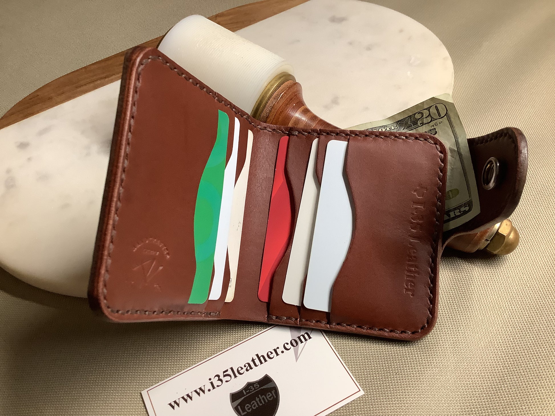 I-35 Leather - Bifold Snap Wallet - Dark Python Embossed Leather