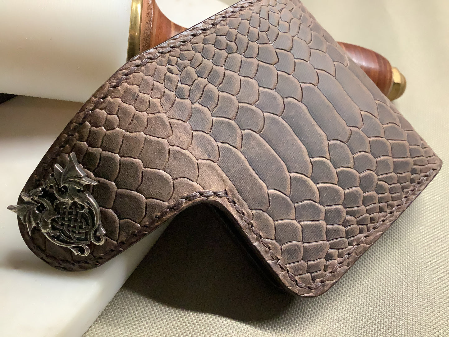 I-35 Leather - Bifold Snap Wallet - Dark Python Embossed Leather