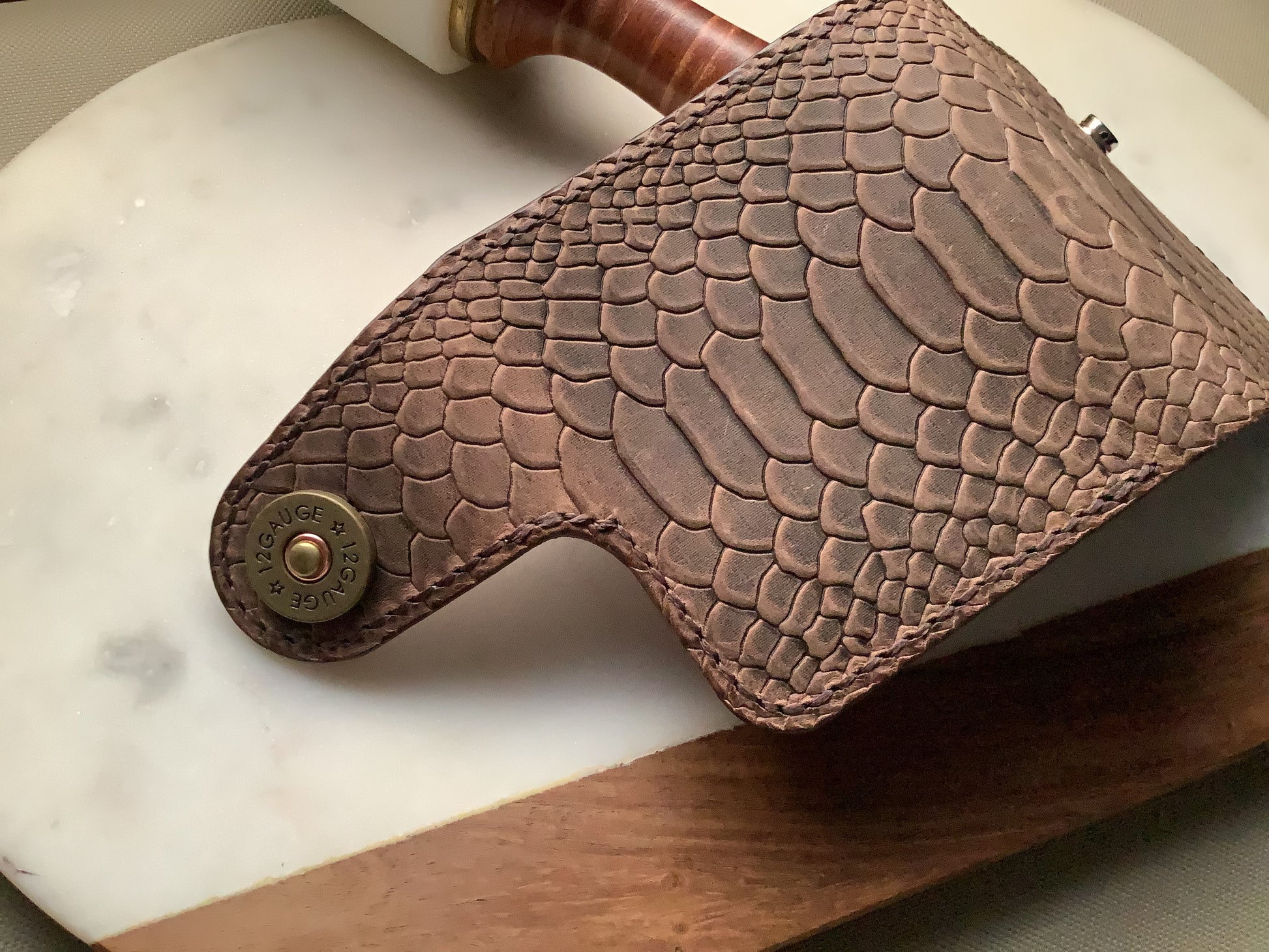 I-35 Leather - Bifold Snap Wallet - Dark Python Embossed Leather