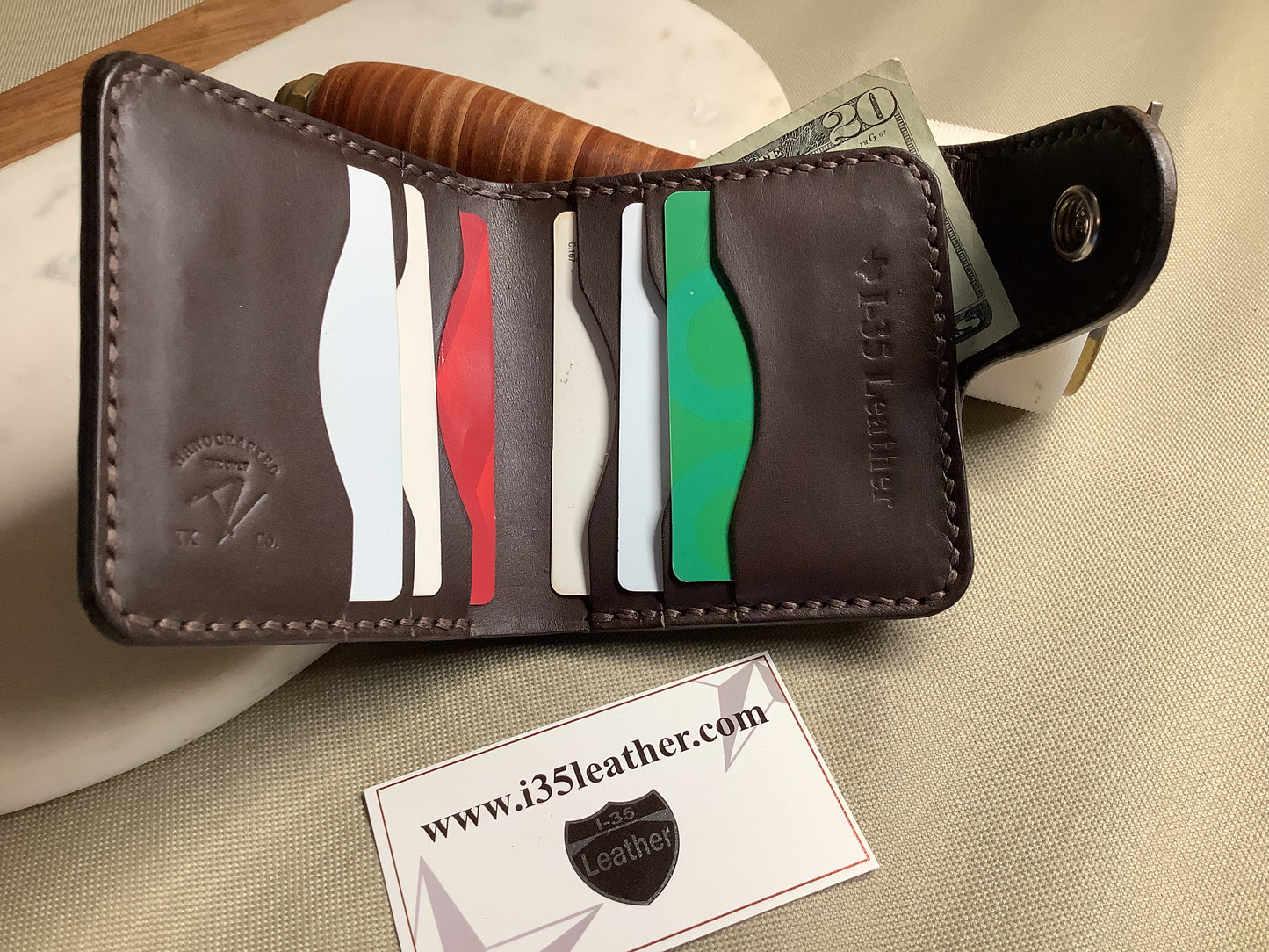 I-35 Leather - Bifold Snap Wallet - Dark Python Embossed Leather