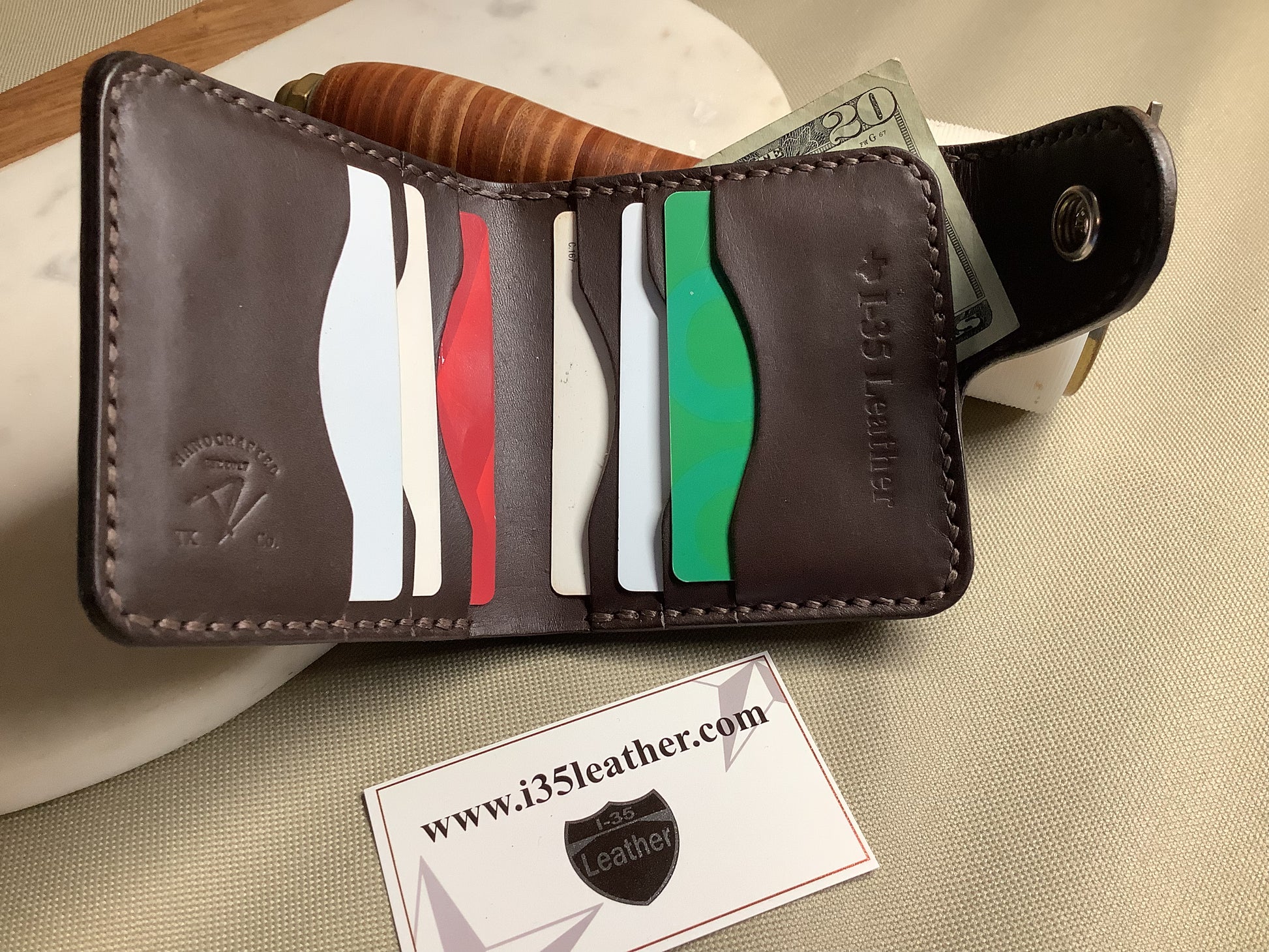 I-35 Leather - Bifold Snap Wallet - Dark Python Embossed Leather