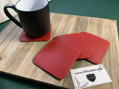 Leather coasters set of 4