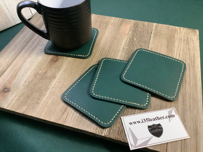Leather coasters set of 4