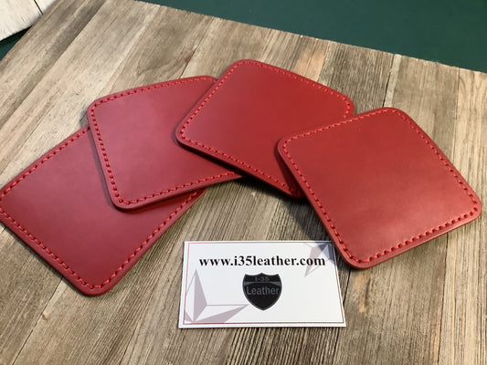 Leather coasters set of 4