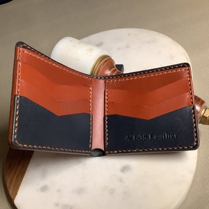 I-35 Leather - Bifold Wallet - Navy Blue with Chestnut interior