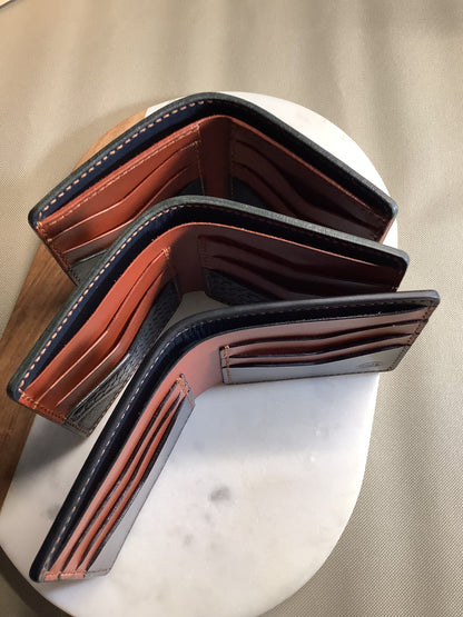 I-35 Leather - Bifold Wallet - Navy Blue with Chestnut interior